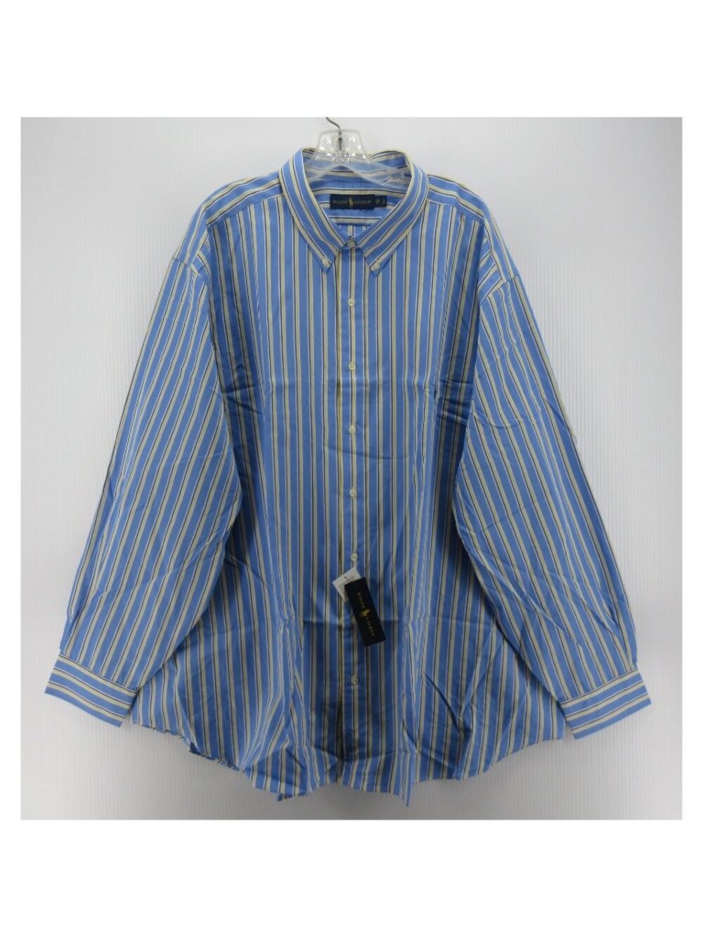 Ralph Lauren Shirt 3XB Big Yellow Button Down Striped Pony Preppy Woven